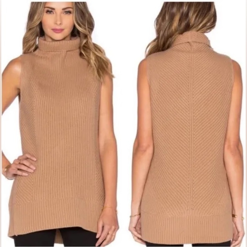 Vince Wool Cashmere Ribbed Sleeveless Sweater